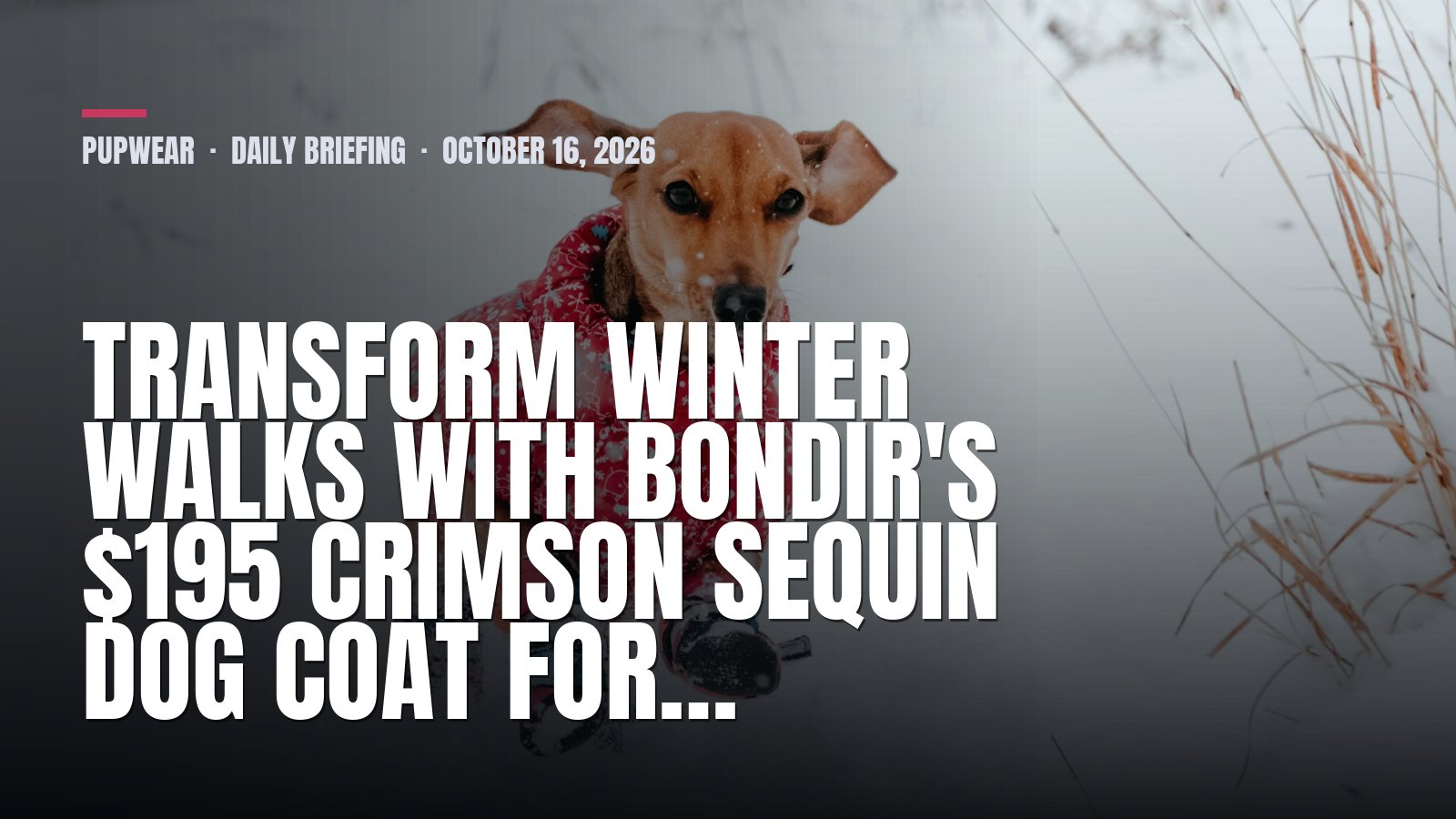 Pupwear daily briefing: Transform Winter Walks With Bondir's $195 Crimson Sequin Dog Coat for…